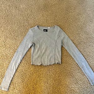 PacSun Grey Cropped Long Sleeve Top